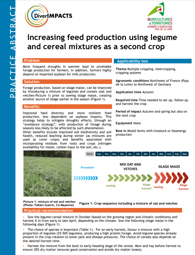 Organic Eprints Increasing Feed Production Using Legume And Cereal Mixtures As A Second Crop